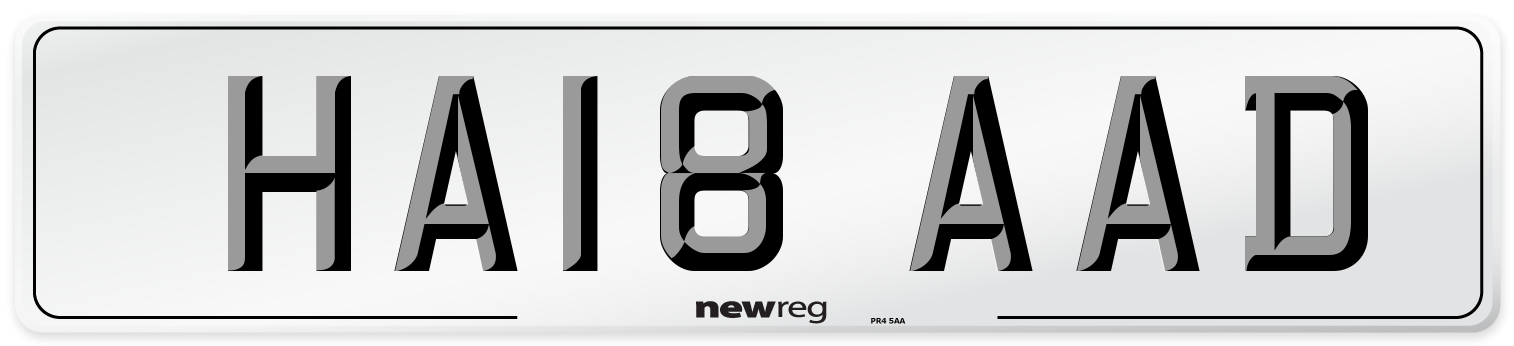 HA18 AAD Number Plate from New Reg